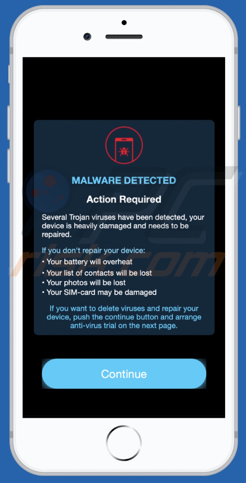 MALWARE DETECTED Action Required scam alternatvie version