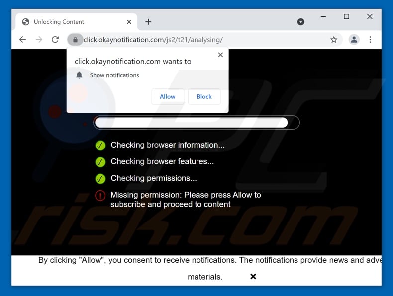 okaynotification[.]com pop-up redirects