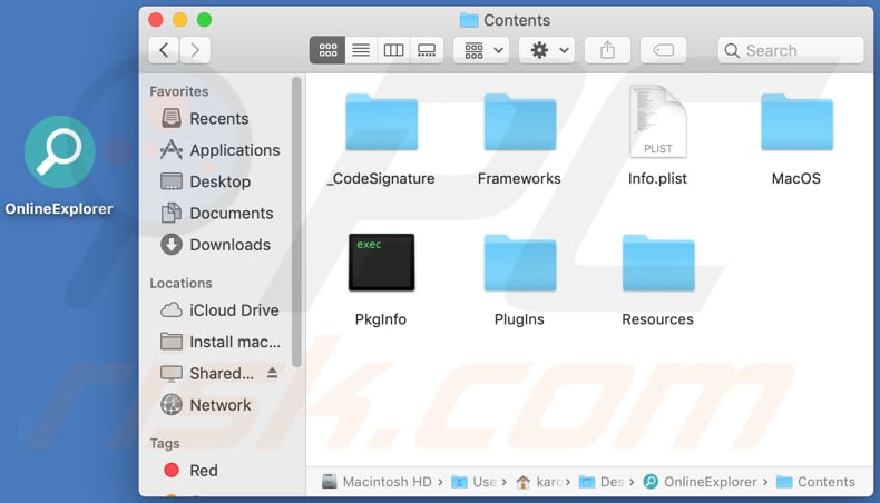 onlineexplorer adware contents folder