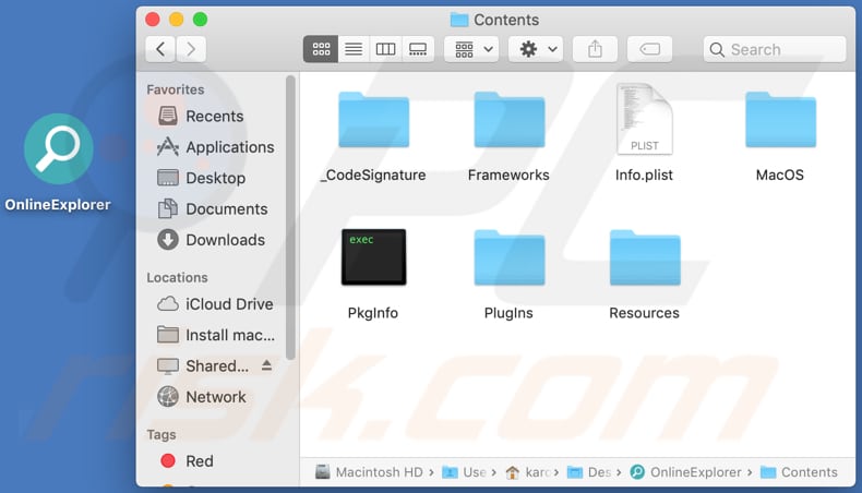 onlineexplorer adware contents folder