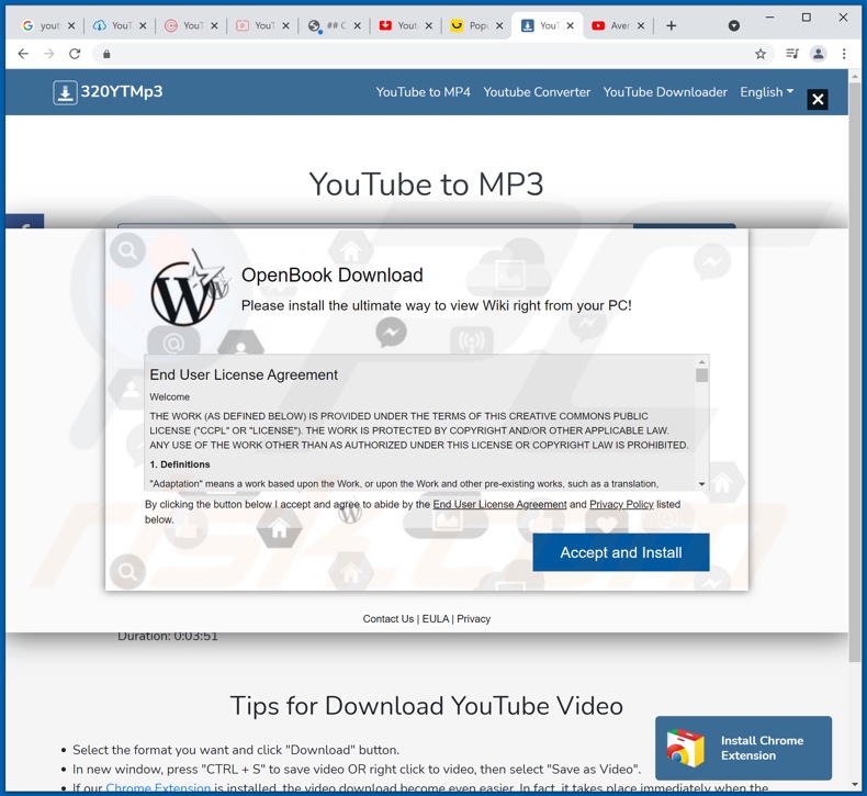 OpenBook adware promoting website