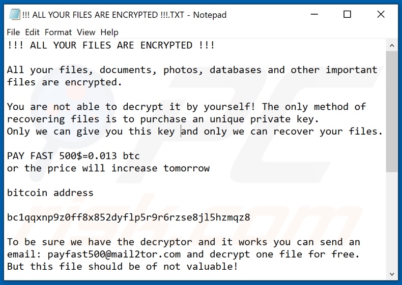 Payfast decrypt instructions (!!! ALL YOUR FILES ARE ENCRYPTED !!!.TXT)