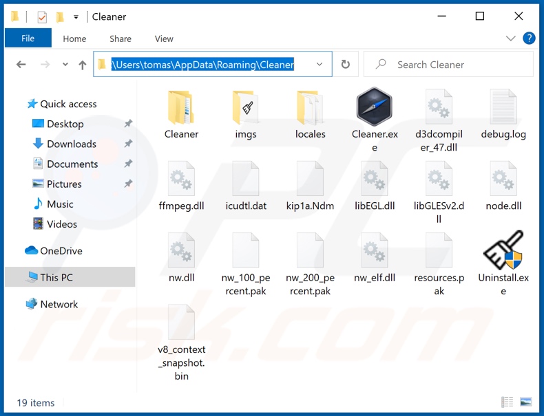 PC Cleaner adware install folder