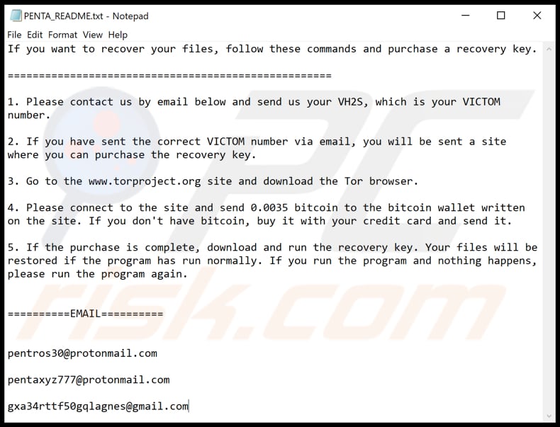 PENTA ransomware text file (PENTA_READ ME.txt)