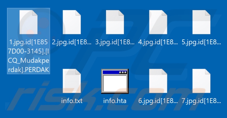 Files encrypted by PERDAK ransomware (.PERDAK extension)