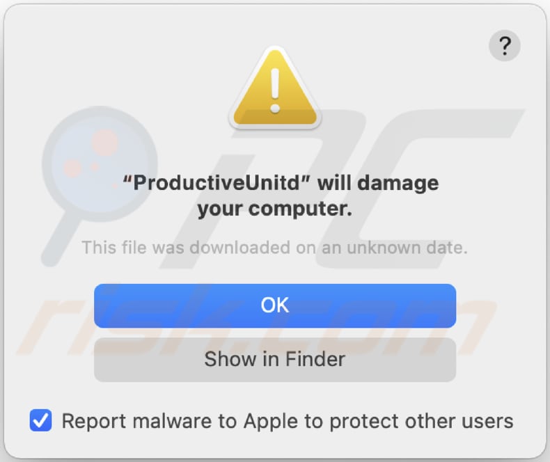 productiveunit adware pop-up appearing while productiveunit is installed
