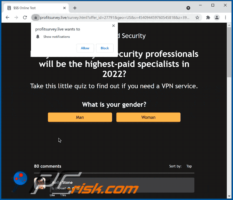 profitsurvey[.]live website appearance (GIF)