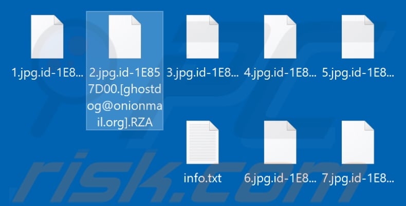 Files encrypted by RZA ransomware (.RZA extension)