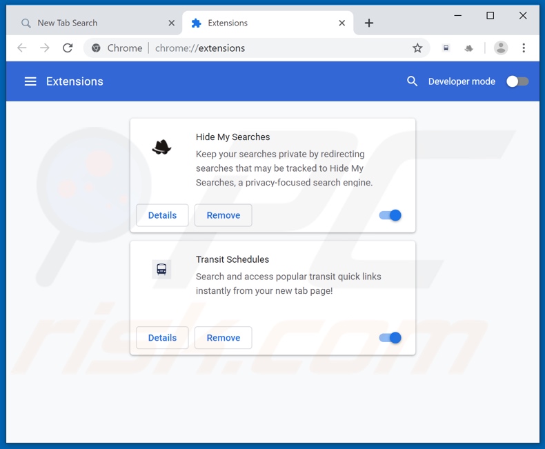 Removing streamsearchapp.com related Google Chrome extensions