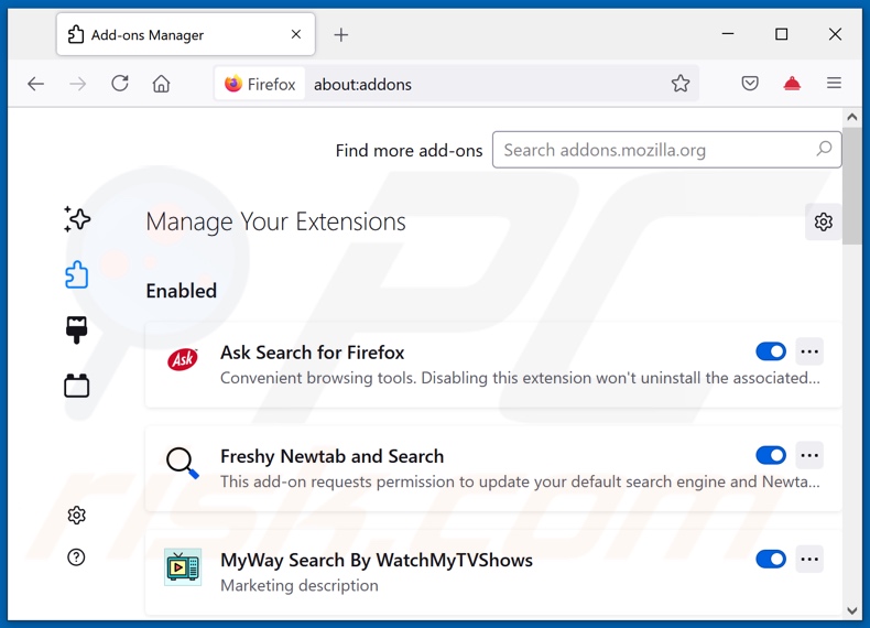 Removing streamsearchly.com related Mozilla Firefox extensions