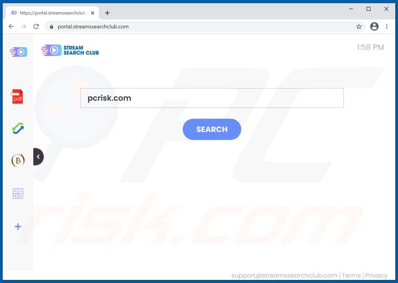 streamssearchclub.com browser hijacker