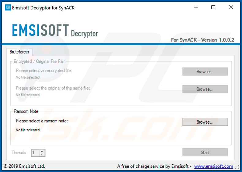 SynAck ransomware decryptor by Emsisoft