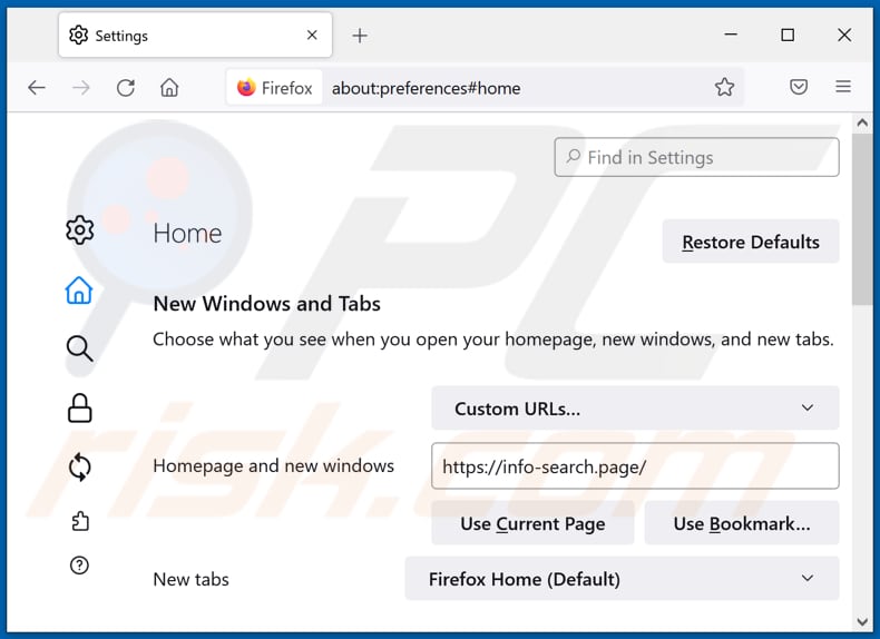 Removing info-search.page from Mozilla Firefox homepage