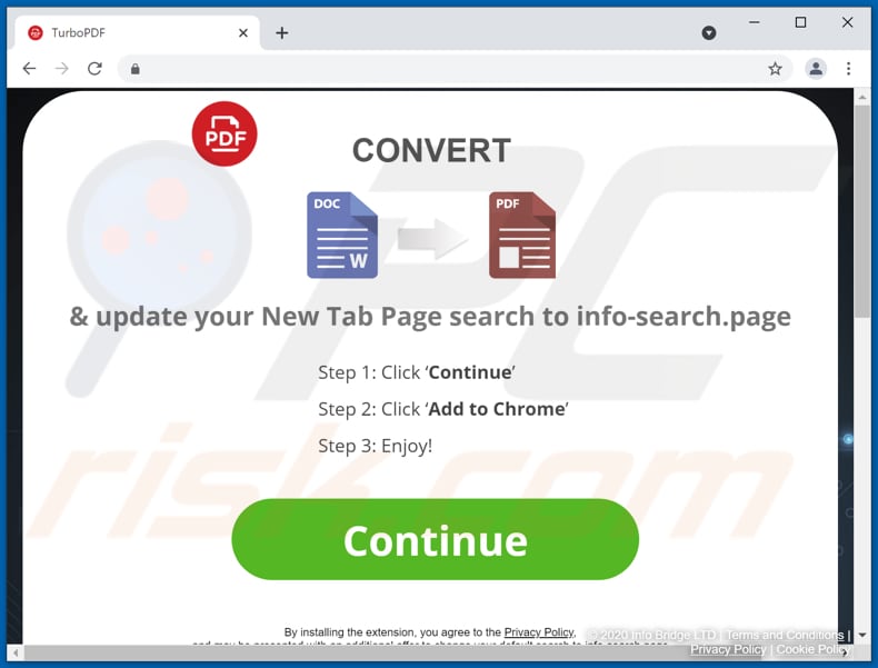 Website used to promote Turbo PDF browser hijacker
