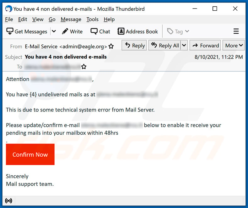 Undelivered mail-themed spam (2021-08-13)