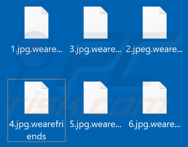 Files encrypted by Wearefriends ransomware (.wearefriends extension)