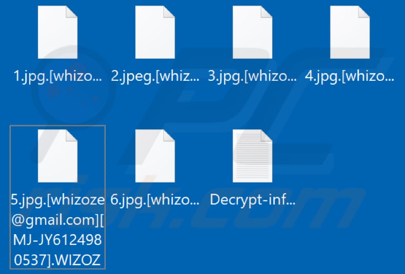 Files encrypted by WIZOZ ransomware (.WIZOZ extension)