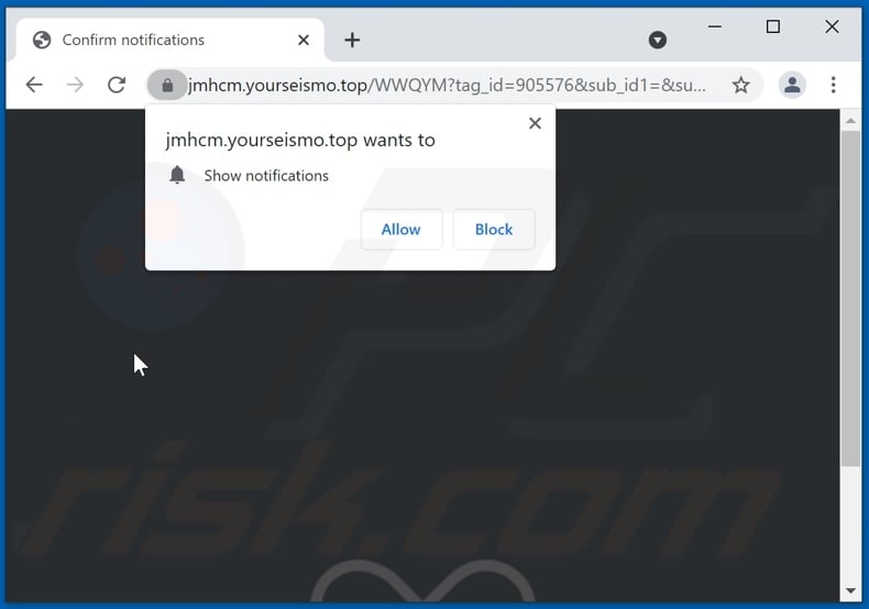 yourseismo[.]top pop-up redirects