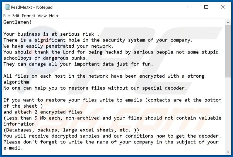 Alkhal ransomware text file (ReadMe.txt)