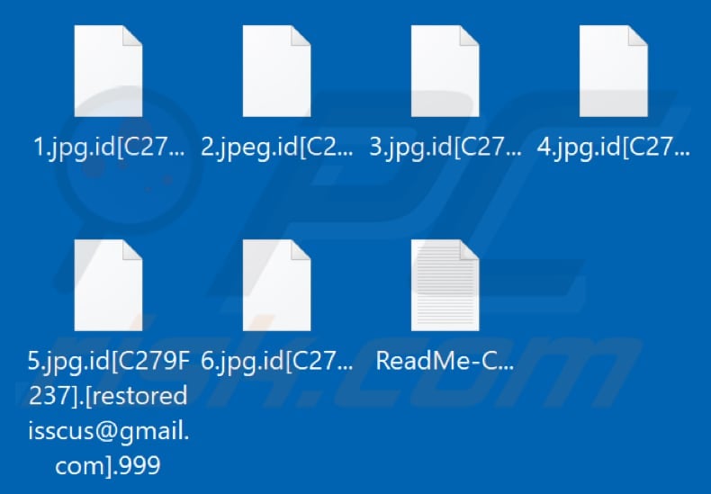 Files encrypted by Artemis (999) ransomware (.999 extension)