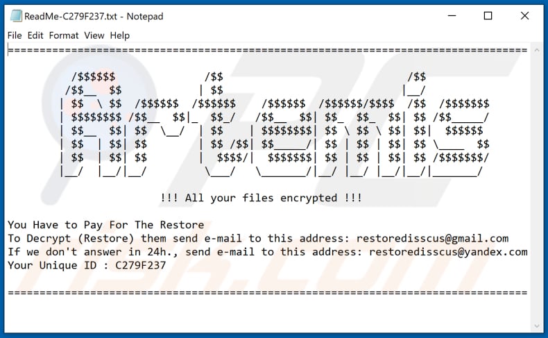 Artemis (999) decrypt instructions (ReadMe-[victim's_ID].txt)
