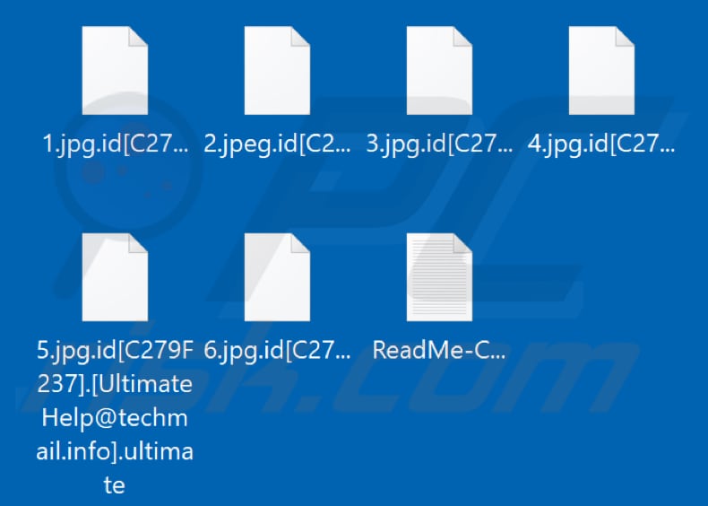 Files encrypted by Artemis ransomware (.ultimate extension)