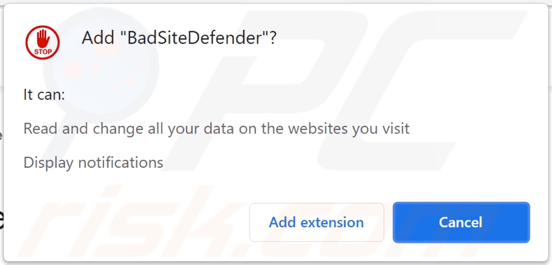 BadSiteDefender adware asking for various permissions