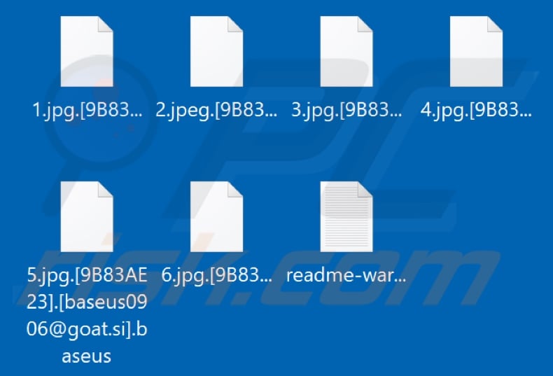 Files encrypted by Baseus ransomware (.baseus extension)