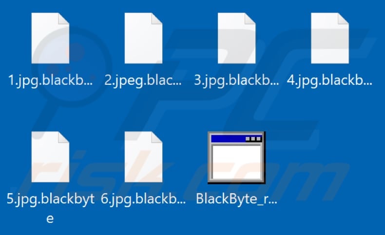 Files encrypted by BlackByte ransomware (.blackbyte extension)