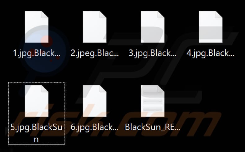 Files encrypted by BlackSun ransomware (.BlackSun extension)