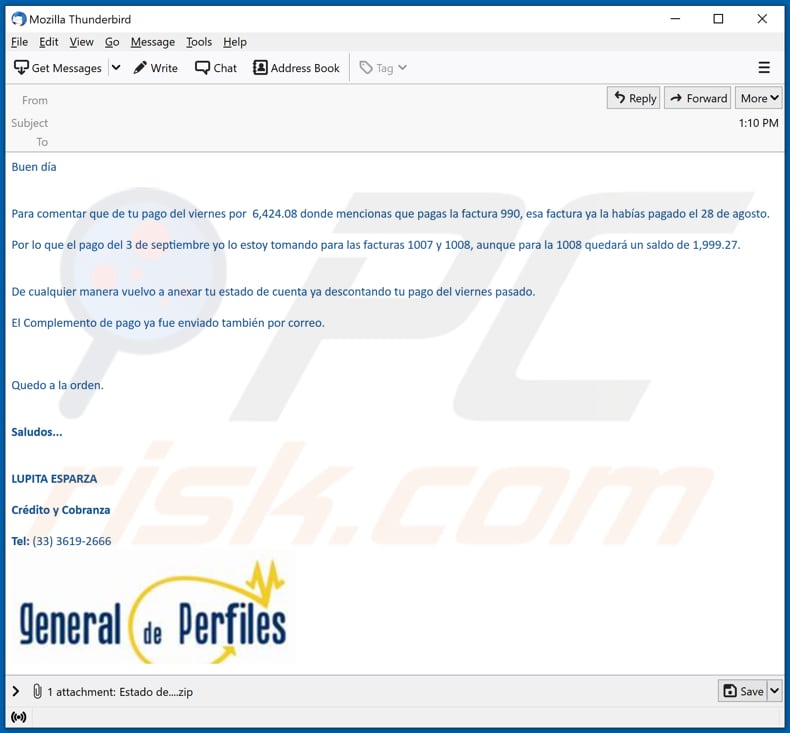 blustealer malware email used to deliver blustealer malware 1