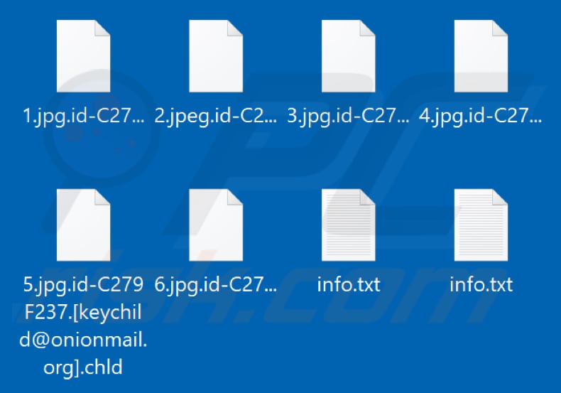 Files encrypted by Chld ransomware (.chld extension)