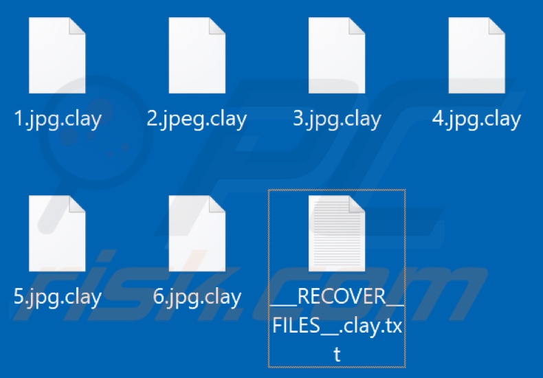 Files encrypted by Clay (Gray Hat) ransomware (.clay extension)