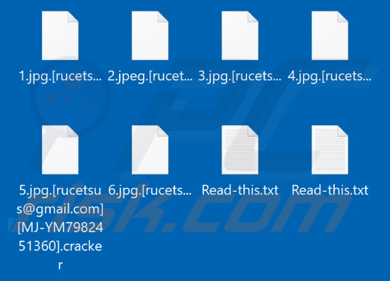 Files encrypted by Cracker ransomware (.cracker extension)