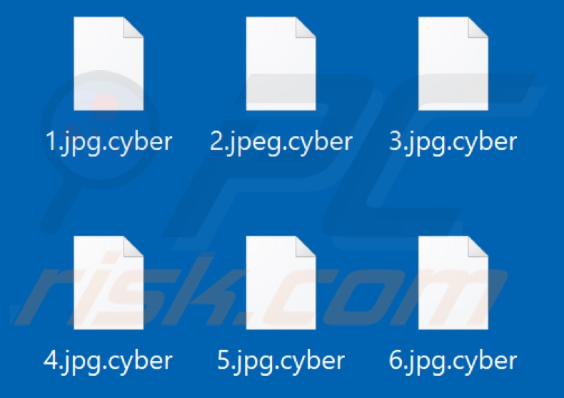 Files encrypted by Cyber ransomware (.cyber extension)