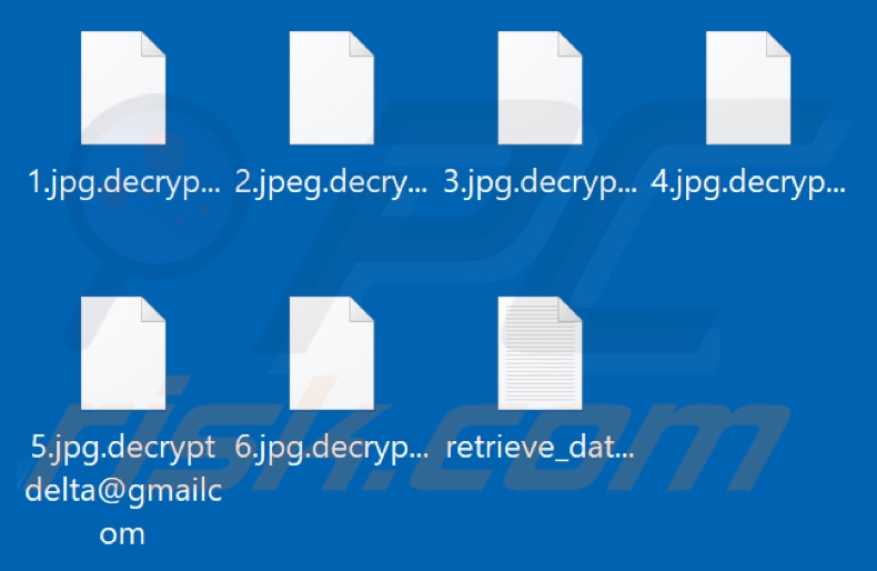 Files encrypted by Decryptdelta ransomware (.decryptdelta@gmailcom extension)