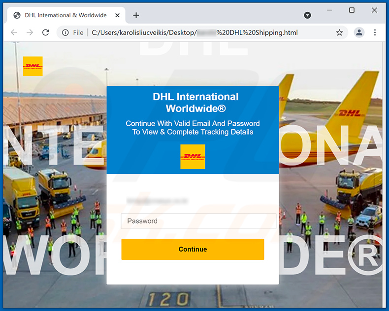 HTML file attached to DHL shipment confirmation-themed spam email (2021-09-17)