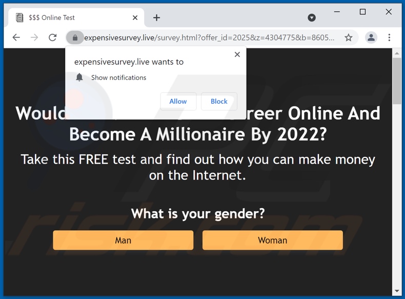 expensivesurvey[.]live pop-up redirects