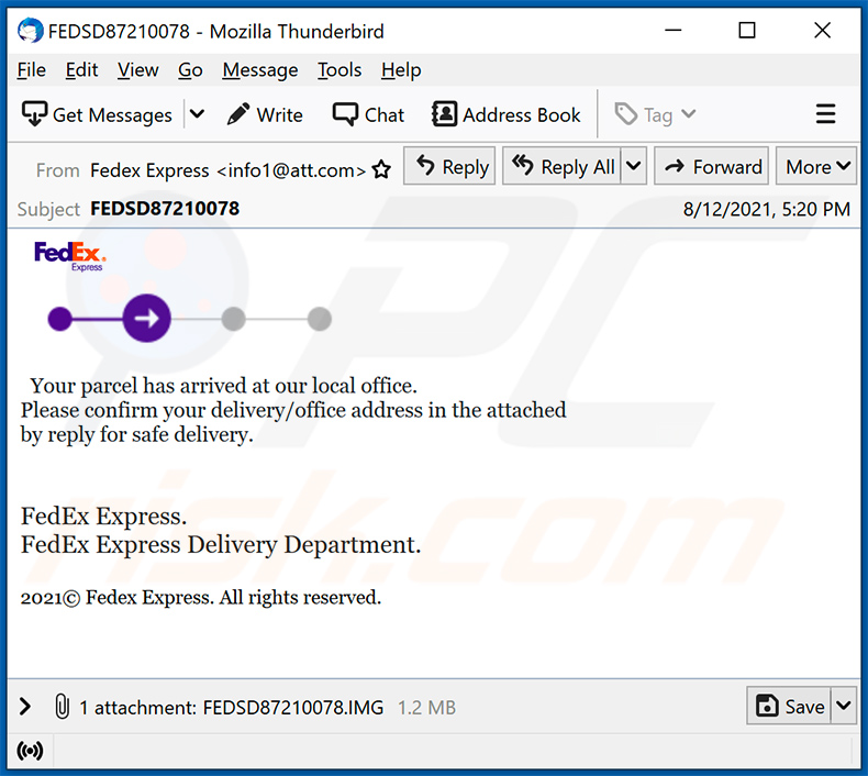 FedEx Express-themed spam email spreading malware