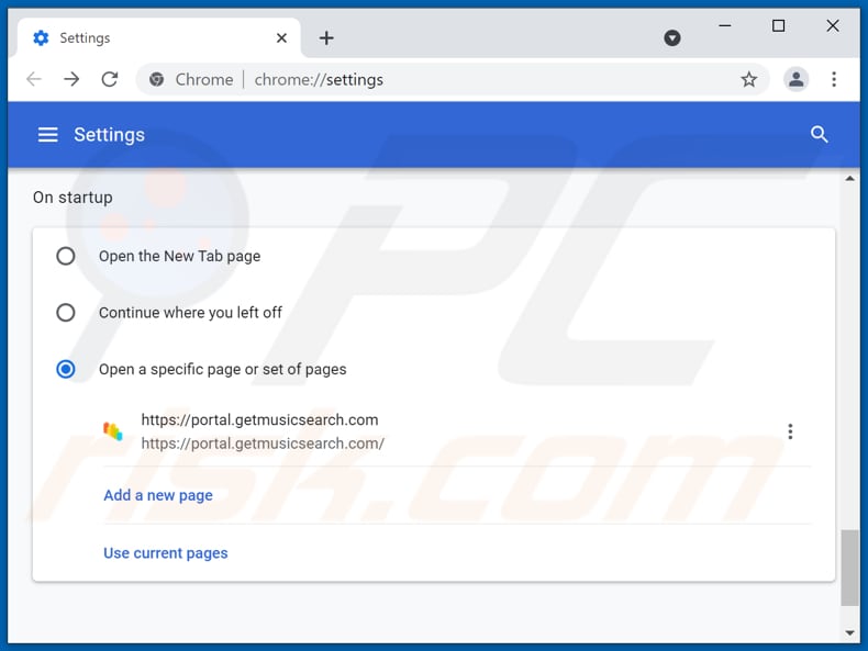 Removing getmusicsearch.com from Google Chrome homepage