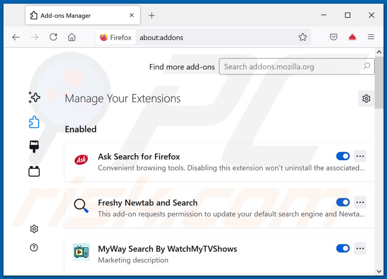 Removing getmusicsearch.com related Mozilla Firefox extensions