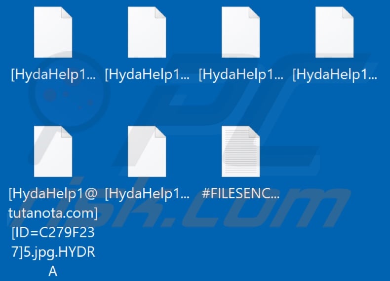 Files encrypted by HYDRA (HydaHelp1@tutanota.com) ransomware (.HYDRA extension)