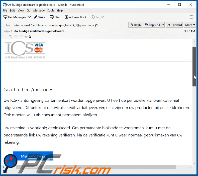 ics international card services email scam appearance
