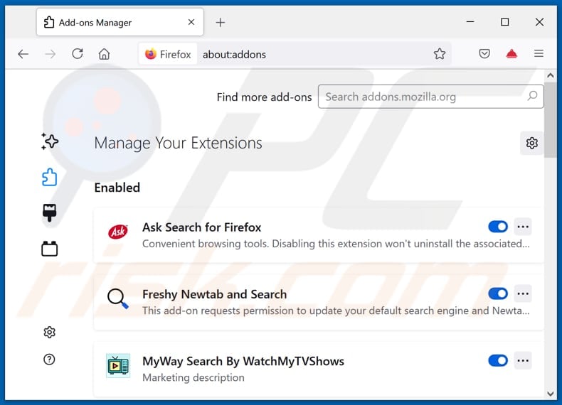 Removing incognitosearching.com related Mozilla Firefox extensions