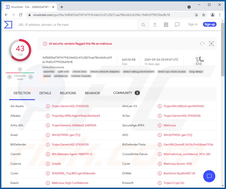 INTERLINK email virus attachment detections