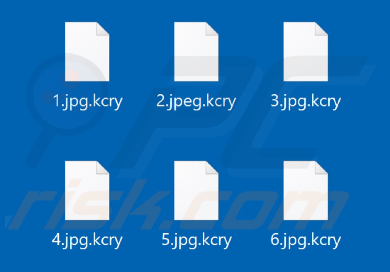 Files encrypted by Kcry ransomware (.kcry extension)