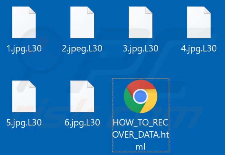 Files encrypted by L30 ransomware (.L30 extension)
