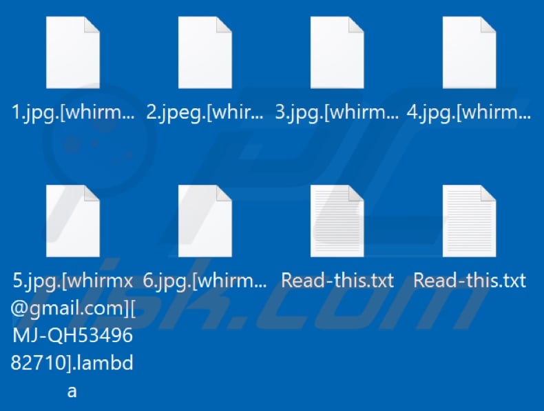 Files encrypted by Lambda ransomware (.lambda extension)