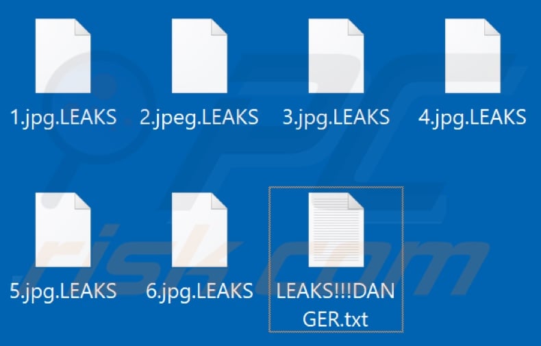 Files encrypted by LEAKS ransomware (.LEAKS extension)