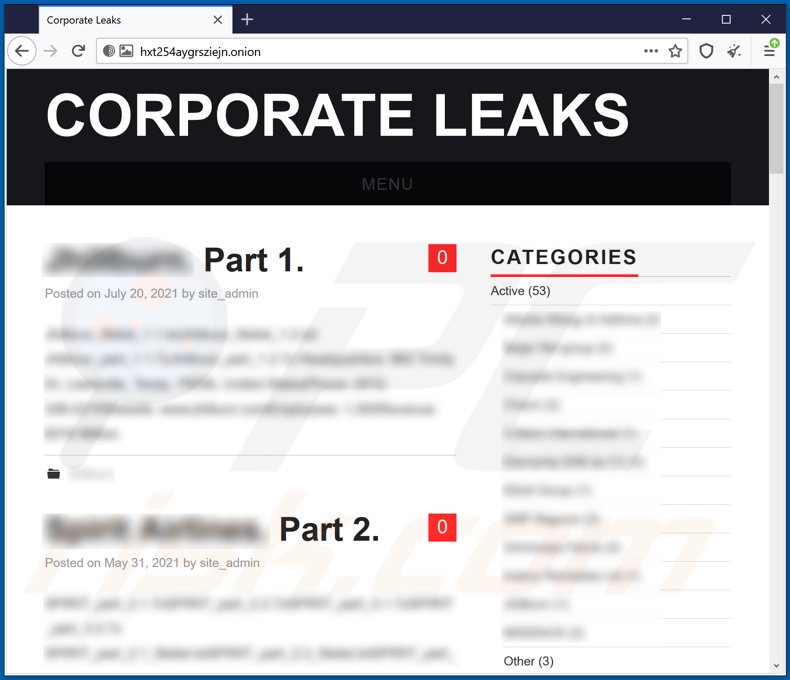 LEAKS ransomware data-leaking site